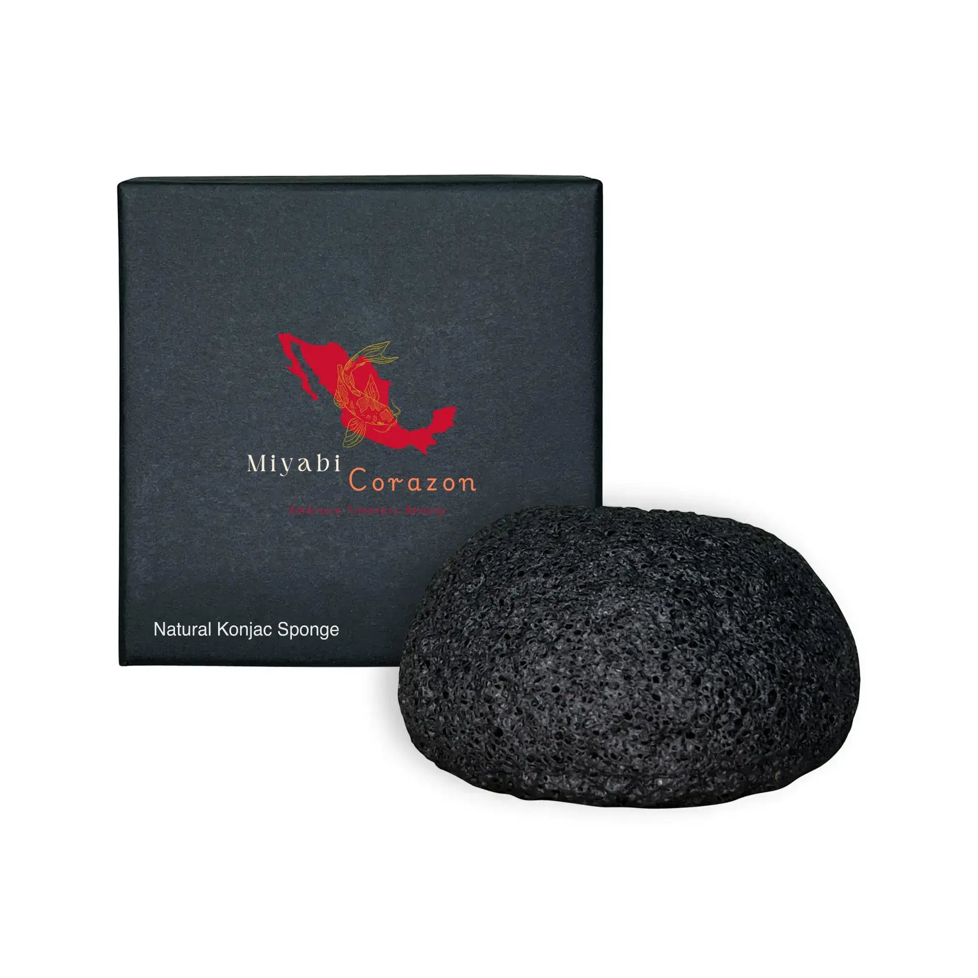 Miyabi Corazon Natural Konjac Sponge for vegan skincare and exfoliating face scrubs. Biodegradable and cruelty-free.