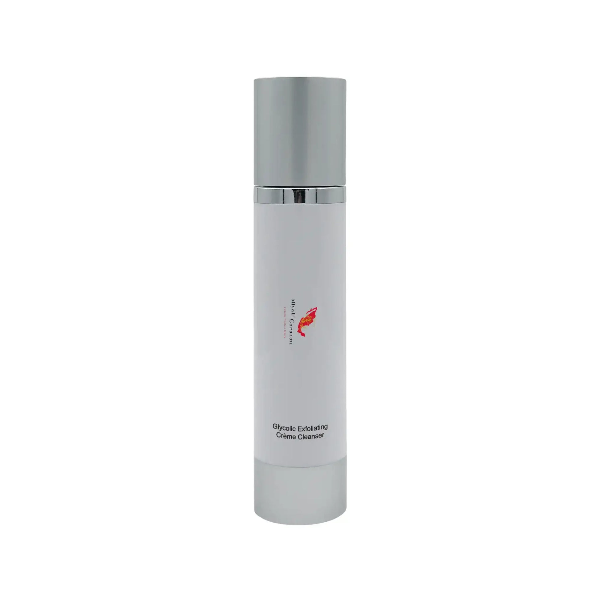 Miyabi Corazon Glycolic Exfoliating Cleanser in sleek packaging for radiant, smooth skin. Natural cruelty-free skincare.