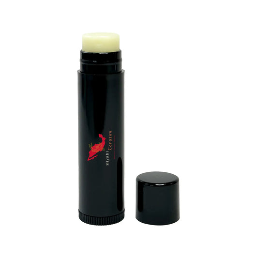 Miyabi Corazon Vegan Lip Balm, a plant-based, hydrating lip treatment for smooth, moisturized lips on-the-go.